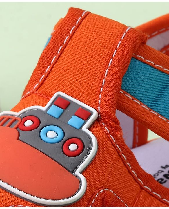 Cute Walk by Babyhug Sandals with Velcro Closure & Ship Applique - Orange