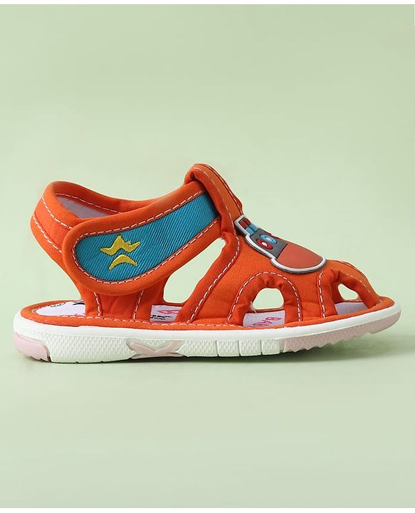 Cute Walk by Babyhug Sandals with Velcro Closure & Ship Applique - Orange