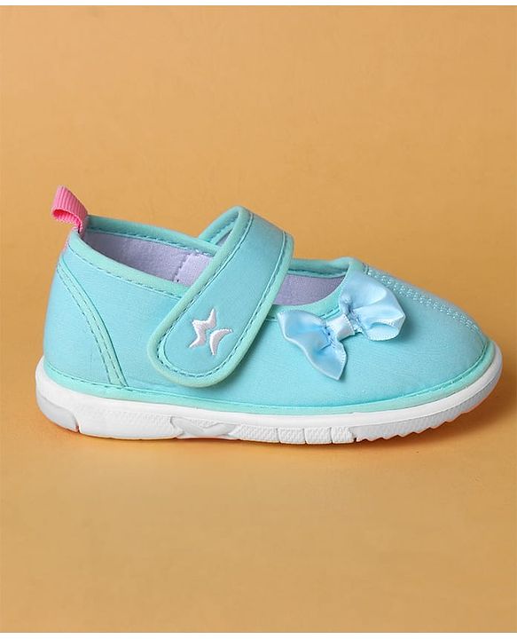 Cute Walk by Babyhug Velcro Closure Casual Shoes with Bow Applique - Aqua Blue