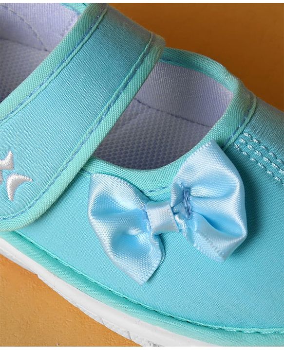 Cute Walk by Babyhug Velcro Closure Casual Shoes with Bow Applique - Aqua Blue