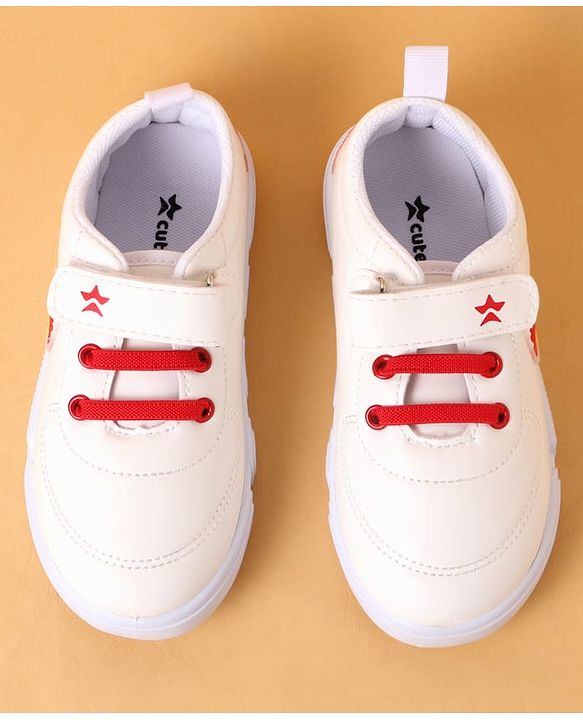 Cute Walk by Babyhug Velcro Closure Casual Shoes with Car Applique - White