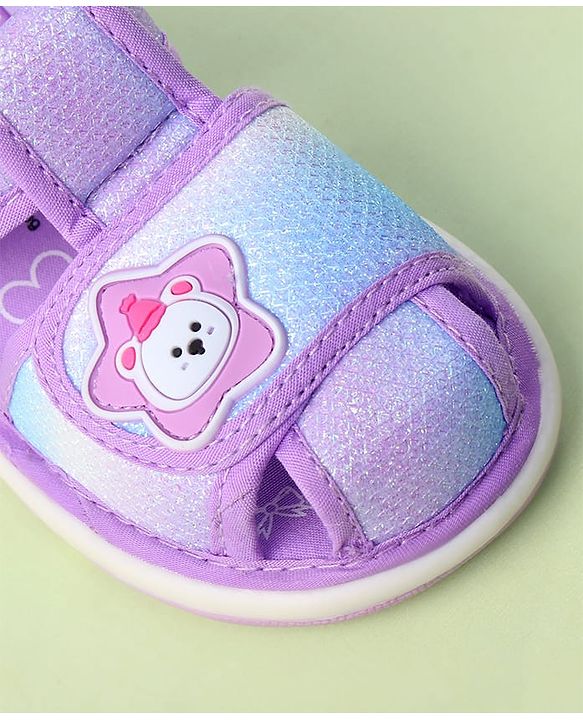 Cute Walk by Babyhug Velcro Closure Sandals with Bear Applique - Purple