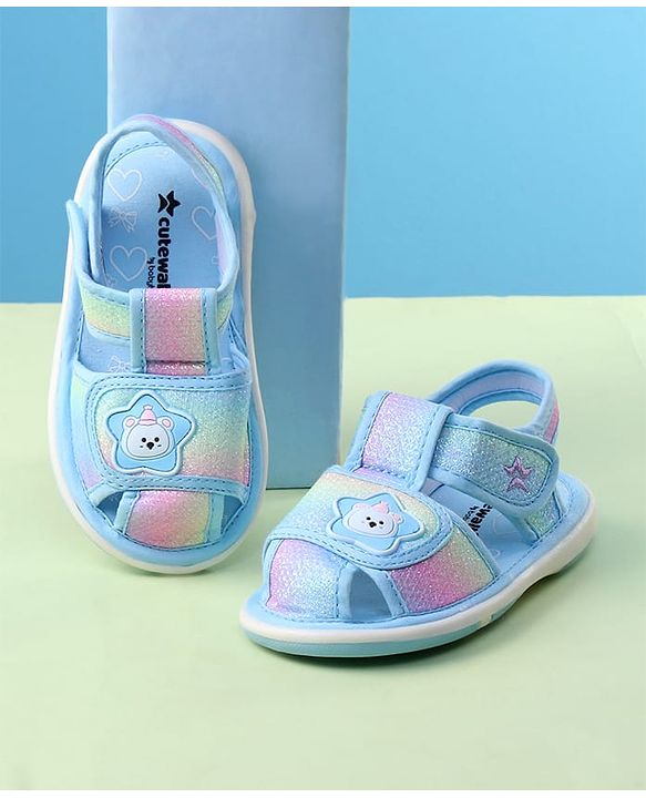 Cute Walk by Babyhug Velcro Closure Sandals with Bear Applique - Purple