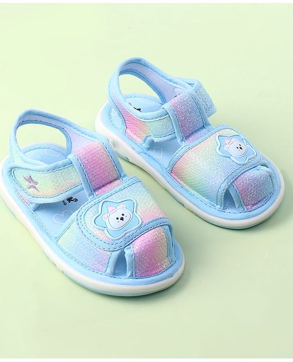 Cute Walk by Babyhug Velcro Closure Sandals with Bear Applique - Purple