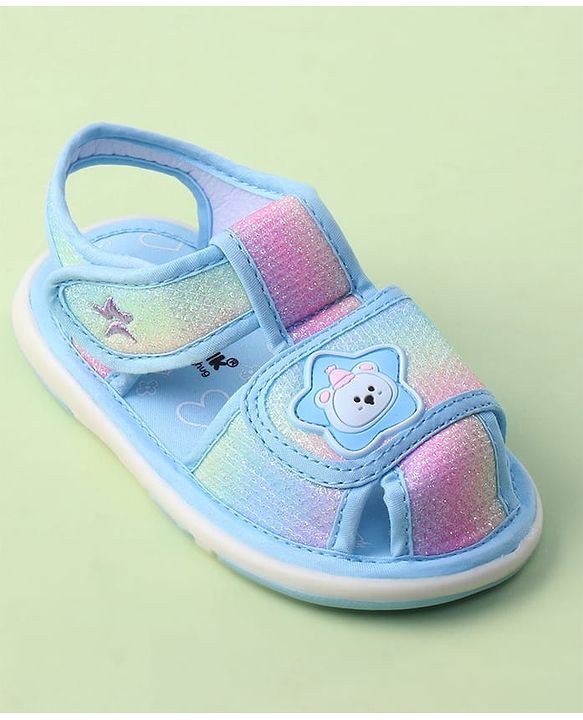 Cute Walk by Babyhug Velcro Closure Sandals with Bear Applique - Purple