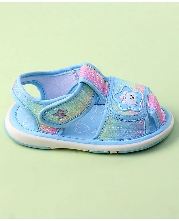 Cute Walk by Babyhug Velcro Closure Sandals with Bear Applique - Purple