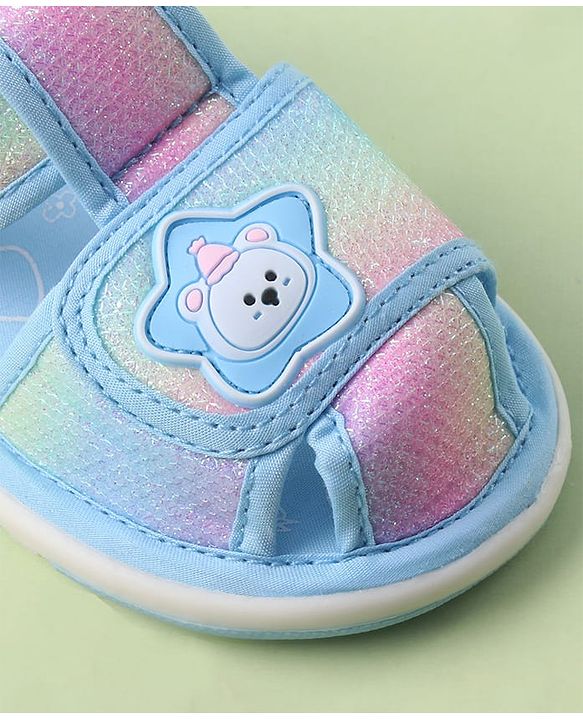 Cute Walk by Babyhug Velcro Closure Sandals with Bear Applique - Purple