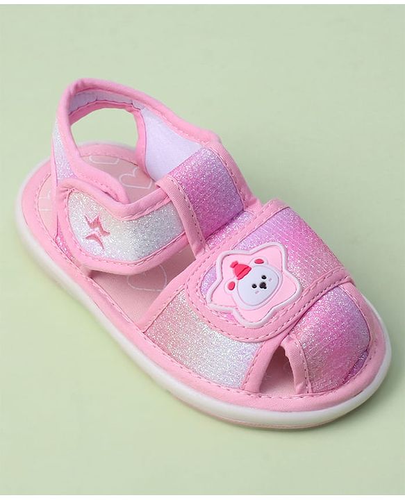 Cute Walk by Babyhug Velcro Closure Sandals with Bear Applique - Purple