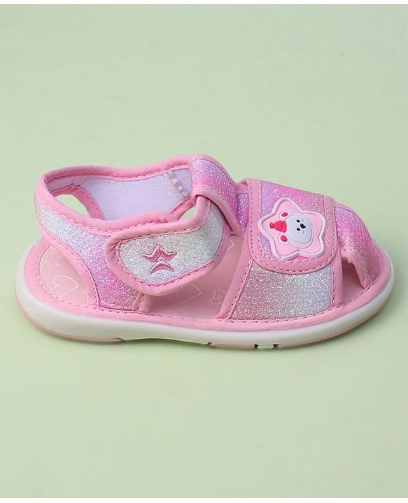 Cute Walk by Babyhug Velcro Closure Sandals with Bear Applique - Purple