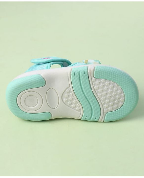 Cute Walk by Babyhug Sandals with Velcro Closure Heart Print & Bow Applique - Light Orange