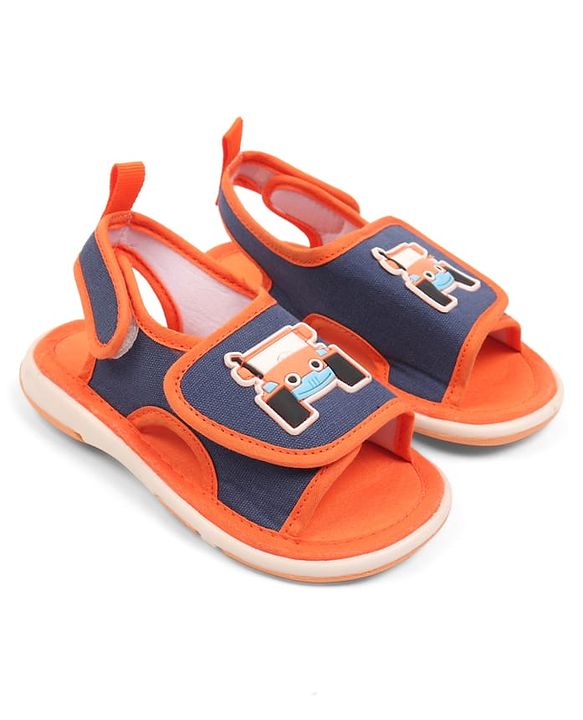 Cute Walk by Babyhug Velcro Closure Sandals with Vehicle Applique - Orange