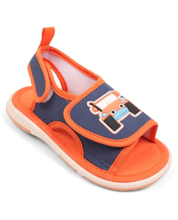 Cute Walk by Babyhug Velcro Closure Sandals with Vehicle Applique - Orange