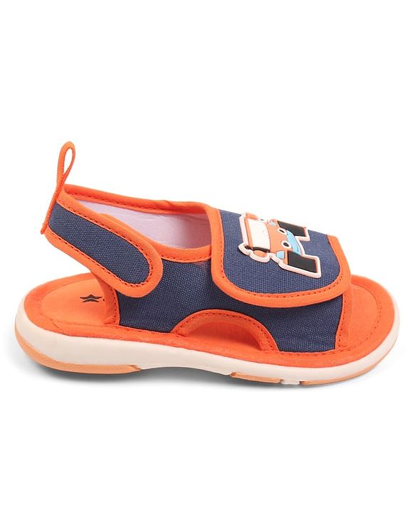 Cute Walk by Babyhug Velcro Closure Sandals with Vehicle Applique - Orange