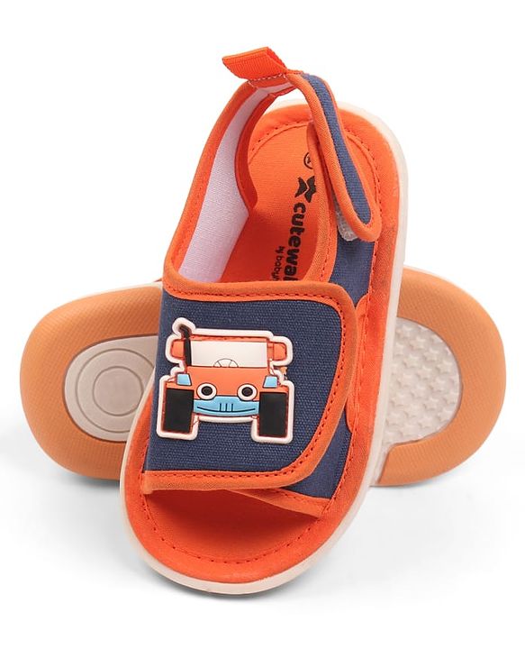 Cute Walk by Babyhug Velcro Closure Sandals with Vehicle Applique - Orange
