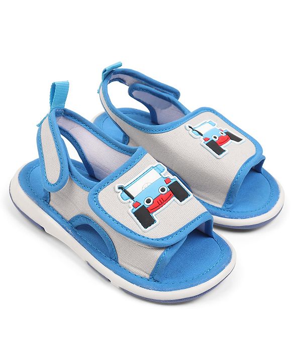 Cute Walk by Babyhug Velcro Closure Sandals with Vehicle Applique - Grey
