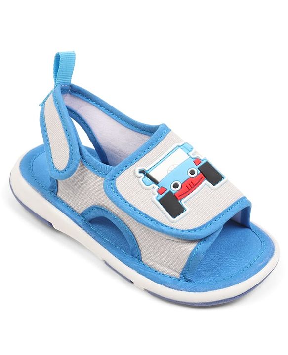 Cute Walk by Babyhug Velcro Closure Sandals with Vehicle Applique - Grey