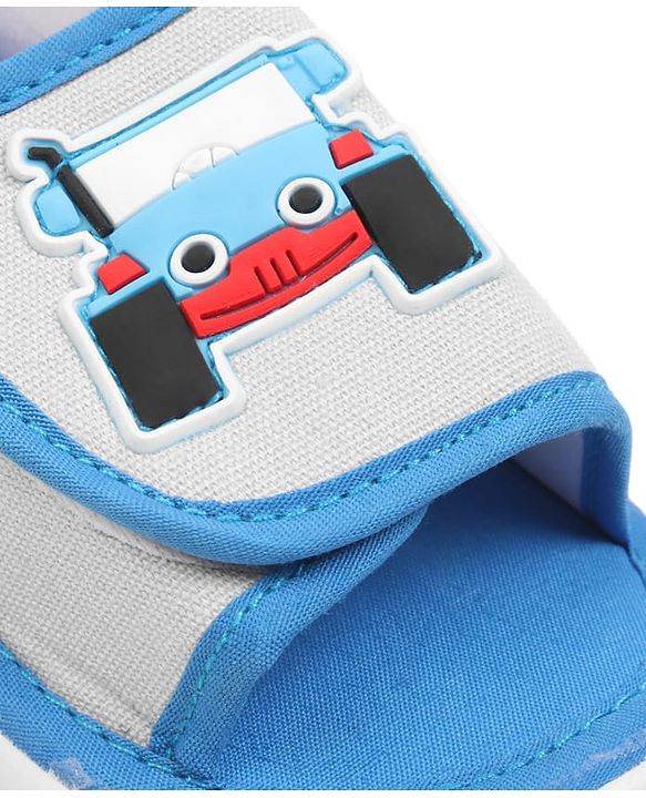 Cute Walk by Babyhug Velcro Closure Sandals with Vehicle Applique - Grey