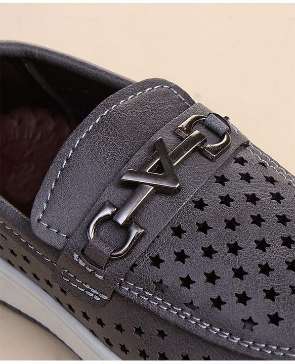 Cute Walk by Babyhug Slip on Loafers with Star Design - Grey