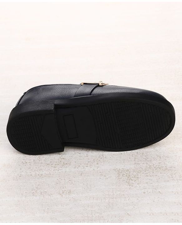 Cute Walk by Babyhug Solid Slip On Oxford Shoes with Buckle design - Navy Blue