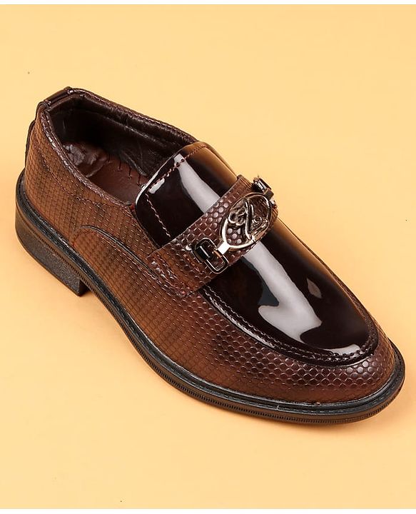Cute Walk by Babyhug Slip On Solid Oxford Shoes - Brown
