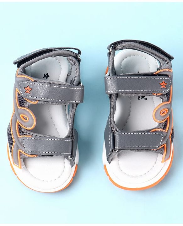 Cute Walk by Babyhug Solid Sandals with Velcro Closure - Grey