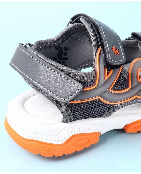 Cute Walk by Babyhug Solid Sandals with Velcro Closure - Grey