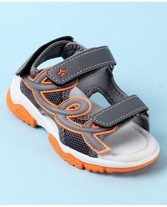 Cute Walk by Babyhug Solid Sandals with Velcro Closure - Grey