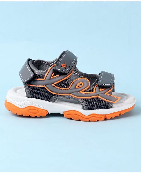 Cute Walk by Babyhug Solid Sandals with Velcro Closure - Grey