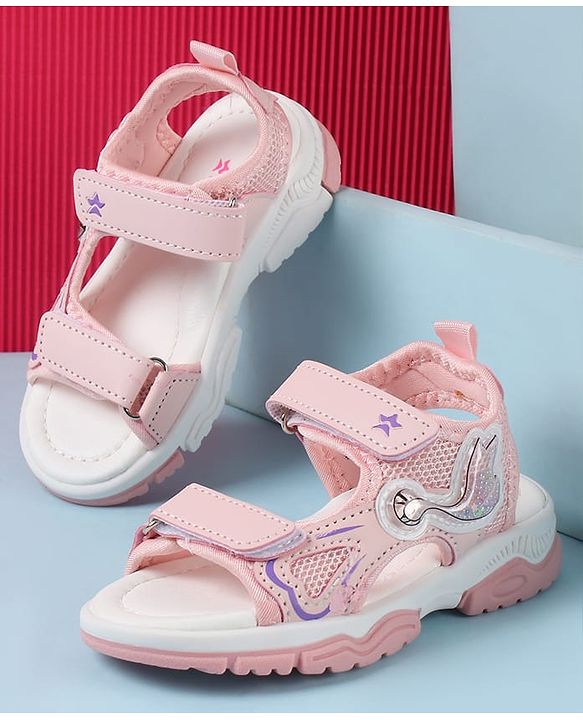 Cute Walk by Babyhug Sandals With Velcro Closure & Bird Design - Pink