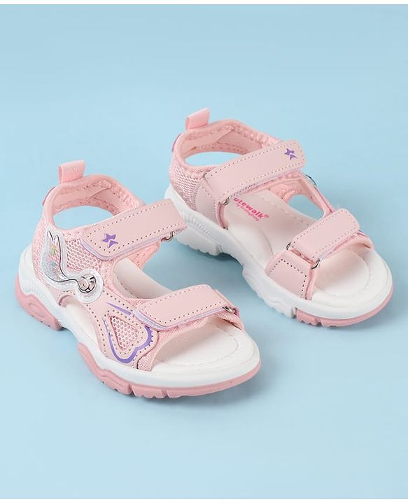Cute Walk by Babyhug Sandals With Velcro Closure & Bird Design - Pink