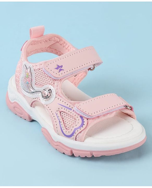 Cute Walk by Babyhug Sandals With Velcro Closure & Bird Design - Pink