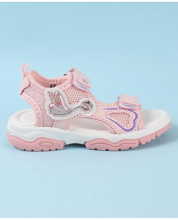 Cute Walk by Babyhug Sandals With Velcro Closure & Bird Design - Pink