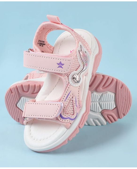 Cute Walk by Babyhug Sandals With Velcro Closure & Bird Design - Pink