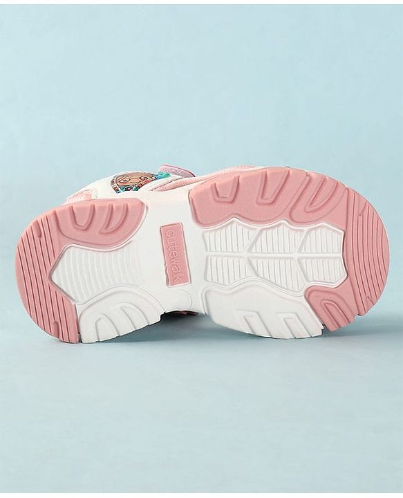 Cute Walk by Babyhug Sandals with Velcro Closure Heart Applique & Floral Print - Purple