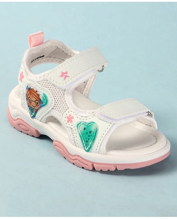 Cute Walk by Babyhug Sandals with Velcro Closure Heart Applique & Floral Print - Purple