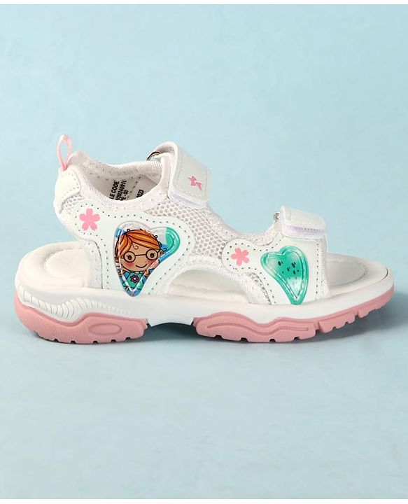 Cute Walk by Babyhug Sandals with Velcro Closure Heart Applique & Floral Print - Purple