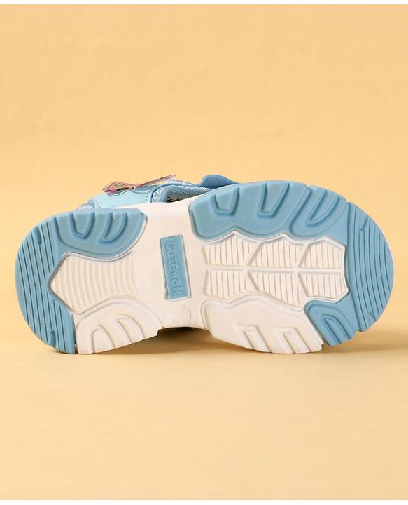 Cute Walk by Babyhug Velcro Closure Sandals With Butterfly Applique - Light Blue