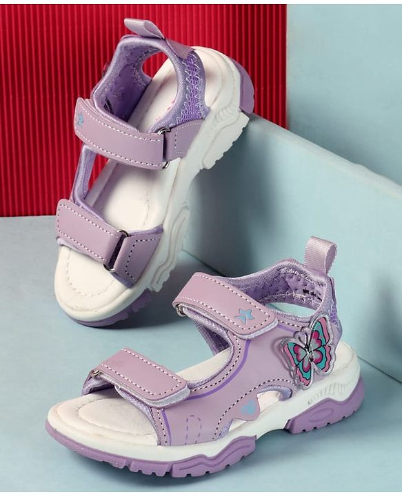 Cute Walk by Babyhug Velcro Closure Sandals With Butterfly Applique - Light Blue