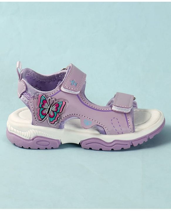 Cute Walk by Babyhug Velcro Closure Sandals With Butterfly Applique - Light Blue