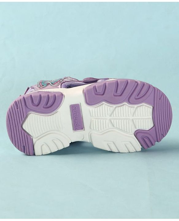 Cute Walk by Babyhug Velcro Closure Sandals With Butterfly Applique - Light Blue
