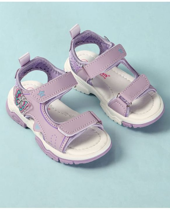 Cute Walk by Babyhug Velcro Closure Sandals With Butterfly Applique - Light Blue