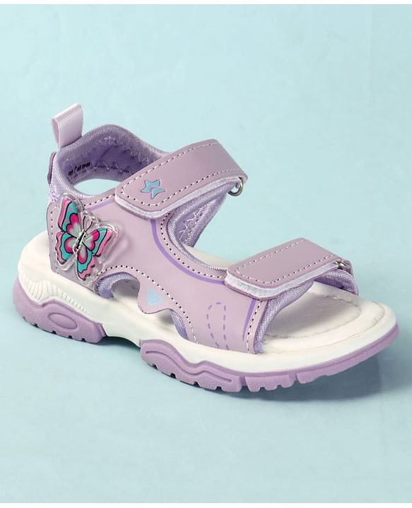 Cute Walk by Babyhug Velcro Closure Sandals With Butterfly Applique - Light Blue