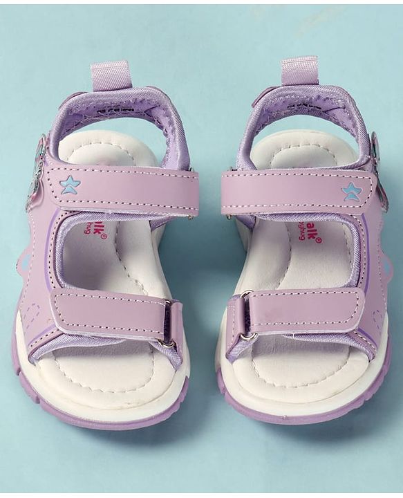 Cute Walk by Babyhug Velcro Closure Sandals With Butterfly Applique - Light Blue