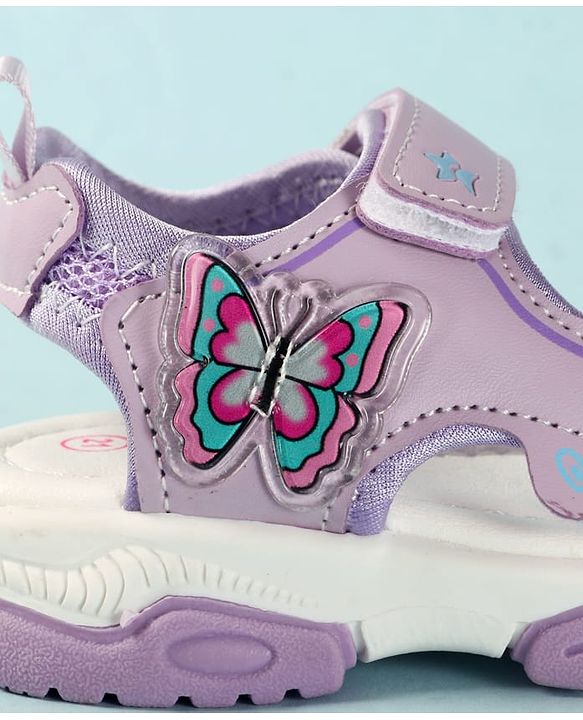 Cute Walk by Babyhug Velcro Closure Sandals With Butterfly Applique - Light Blue