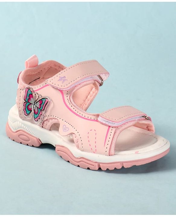 Cute Walk by Babyhug Velcro Closure Sandals With Butterfly Applique - Light Blue