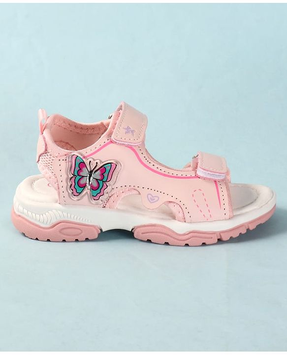 Cute Walk by Babyhug Velcro Closure Sandals With Butterfly Applique - Light Blue