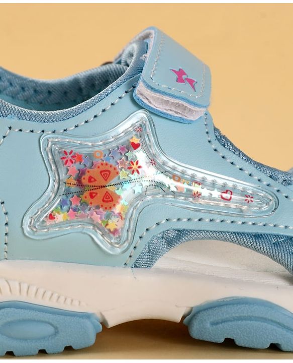 Cute Walk by Babyhug Velcro Closure Sandals With Star Applique - Light Blue