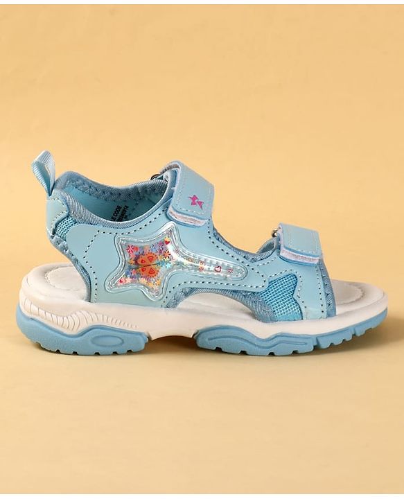 Cute Walk by Babyhug Velcro Closure Sandals With Star Applique - Light Blue
