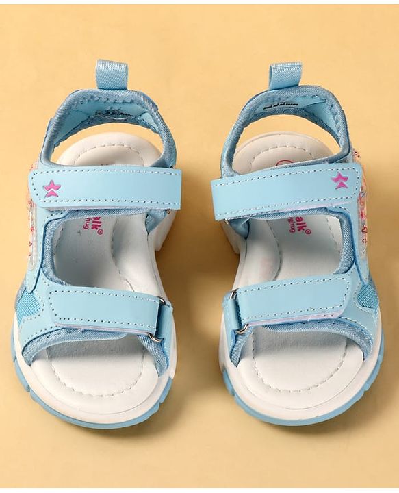 Cute Walk by Babyhug Velcro Closure Sandals With Star Applique - Light Blue