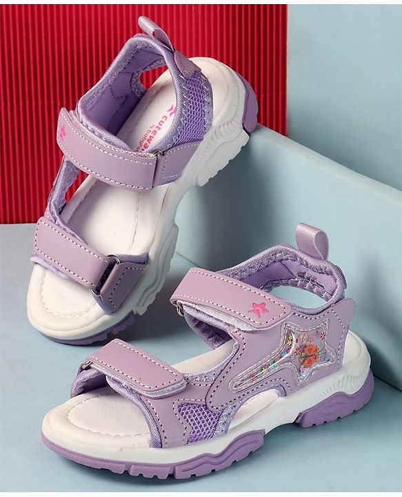 Cute Walk by Babyhug Velcro Closure Sandals With Star Applique - Light Blue